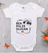 BK Kids Polis Olucam Tasarımlı Beyaz Bebek Body Zıbın-1