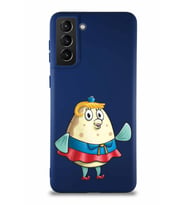 Samsung Galaxy S21 Plus Soft Premier Kapak Bayan Puff Tasarımlı Silikon Kılıf - Lacivert (Şeffaf)