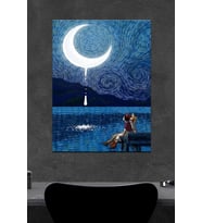 Van Gog Eriyen Ay Ahşap Poster (27x18)
