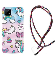Realme C11 C21 C21Y C25Y C11 2021 Kılıf Boyun Asklı Rasta Silikon Unicorn Mektup 1800