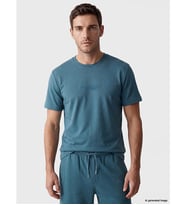 LCWAIKIKI Classic İndigo Bisiklet Yaka Baskılı Erkek Dry Touch Tişört