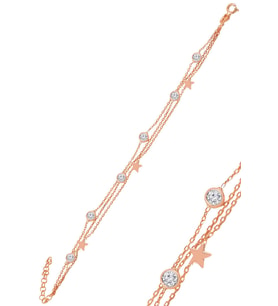 Söğütlü Silver Gümüş rose zirkon taşlı yıldız figürlü bileklik
