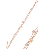 Söğütlü Silver Gümüş rose zirkon taşlı yıldız figürlü bileklik