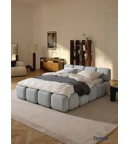 Most Oktagon Bazalı Karyola Gri Bukle Kumaş Yataş Kuştüyü Sünger 160x200 Yatak Için(KURULUM DAHİL)