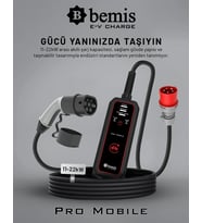 Bemis Pro Mobile 11-22KW - 8 Metre -Elektrikli Araç Taşınabilir Şarj Cihazı - Çanta ve Dönüştürücü Hediye