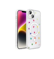 Apple iPhone 13 Kılıf M-Safe Şarj Özellikli Şeffaf Zore Folk Sert Kapak