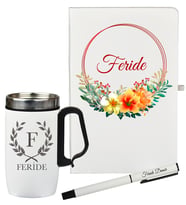 Anneye Hediye, Kardeşe Hediye Kişiye Özel Defter Kalem Ve Termos - Mug Hediye Seti