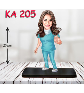 Kişiye Özel Ahşap Biblo - Sağlıkçı Kadın Karikatür Biblo - Doktor Biblo 15