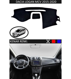Dacia Logan Mcv 2015-2020 Için Uygun Torpido Koruma Halısı Siyah Kenar Renk Siyah