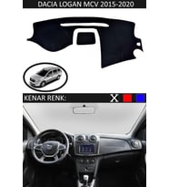 Dacia Logan Mcv 2015-2020 Için Uygun Torpido Koruma Halısı Siyah Kenar Renk Siyah