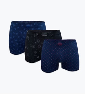 Malabadi Desenli Modal Erkek Boxer 3 Adet 3M251 (Siyah-Lacivert)