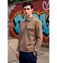 Erkek Polo Yaka Fermuarlı Cep Detaylı %100 Pamuk Sweatshirt Fonksiyonel Dayanıklı Kaliteli