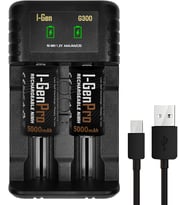 2'li AA/AAA/C/D Pil Şarj Aleti + 2 Adet Pro HR14 C Orta Boy 5000 mAh 1.2V Ni-MH Şarj Edilebilir Pil Seti