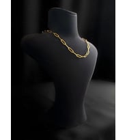 Paperclip Kabartma Çocuk Gold Çelik Zincir Kolye  Ida Serisi