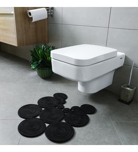 Tarz Jüt Klozet Önü Paspası - Doğal Jüt, Yıkanabilir ve Dayanıklı Halı, Şık ve Dekoratif Banyo Matı (Siyah)