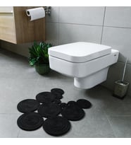 Tarz Jüt Klozet Önü Paspası - Doğal Jüt, Yıkanabilir ve Dayanıklı Halı, Şık ve Dekoratif Banyo Matı (Siyah)
