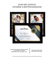 3 Adet 21x30 Çerçeve - Mdf Çerçeve - Fotoğraf Çerçevesi - A4 Sertifika Çerçevesi (Siyah)