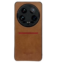 Xiaomi Mi 14 Ultra Kartlıklı Rich Boss Lüx Deri Kılıf Açık Kahve