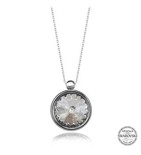 Swarovski Crystal Taşlı Çerçeveli Gümüş Kadın Kolye