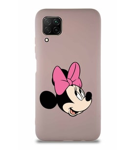 Huawei P40 Lite Soft Premier Kapak Minnie Mouse-A Tasarımlı Silikon Kılıf - Pudra (Şeffaf)