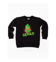 Pj maskeliler Gekko baskılı pamuklu kumaş çocuk sweatshirt (Siyah)
