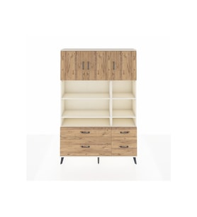 Arges Dolap 10 Raflı 4 Çekmeceli 3 Kapaklı 132x30x195 Aytaşı-Çam/Çam