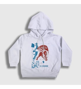 Presmono Unisex Çocuk Beyaz Bobby Robert James Fischer Satranç Kapüşonlu Sweatshirt 420197tt