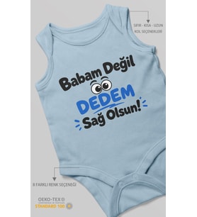 Babam değil dedem sağolsun Sıfır Kollu Bebek Zıbını %100 Pamuk