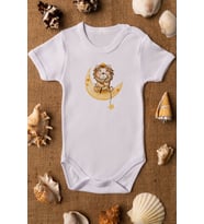 Unisex Bebek Aslan Baskılı Beyaz Çıtçıtlı Body