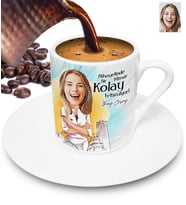 Nihayetinde Mimar Kolay Yetişmiyor Kişiye Özel Karikatürlü Türk Kahvesi Fincanı (Beyaz)
