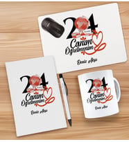 BK Gift Kişiye Özel İsimli Öğretmenler Günü Tasarımlı Defter, Tükenmez Kalem, Kupa ve Mousepad Hediye Seti - 5, Öğretmene Hediye, Öğretmenler Günü