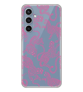Samsung Galaxy S23 FE Uyumlu Pembe Leopar Desenli Şeffaf Telefon Kılıfı