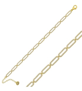 925 Ayar Gümüş Gold Oval Taşlı Bileklik