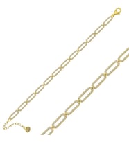 925 Ayar Gümüş Gold Oval Taşlı Bileklik
