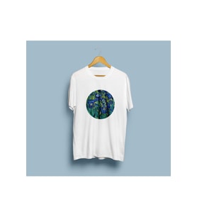Oversize Vincent Van Gogh Çiçekli Tablo Unisex T-shirt (Beyaz)