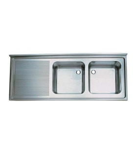 Tablalı Evye, Çift Göz Sol Damlalıklı, 150x60 Cm