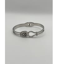 Arnes Jewelry Çelik Zirkon Taşlı Aslan Detaylı Kelepçe Bileklik
