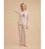 MIRANO 3114 Waffle Soft Kumaş Ayıcık Desenli Kışlık Ev Kadın Pijama Takımı
