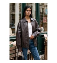 Defacto Dad Fit Suni Deri Kahverengi Kadın Mont G0644AX/BN530
