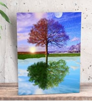 BK Gift Dört Mevsim Ağaç Tasarımlı Dekoratif Mini Kanvas Tablo 15x20cm-1