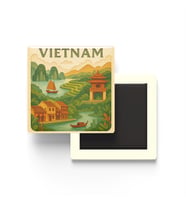 Vietnam - Vietnam - Paper Cut Art - Baskılı Buzdolap Magneti Kare - 9x9 cm