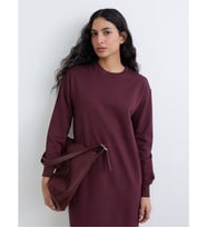 LCW Modest Bordo Bisiklet Yaka Sweat Elbise