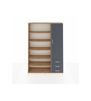 Arges Gardrop 9 Raflı 3 Çekmeceli Tek Kapaklı  132x30x195 Çam-Antrasit