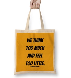 Charlie Chaplin Quotes Art Gift Vintage Retro Style Bez Çanta Uzun Saplı