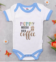 BK Kids Mommy Needs Her Coffe Tasarımlı Mavi Bebek Body Zıbın-1
