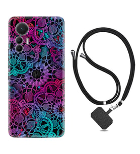 Xiaomi 12 Lite Kılıf Silikon Boyun Askılı İpli Desenli Silikon Colurful Mandala 1667