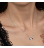 Swarovski Taşlı Gümüş Göz Tektaş Bayan Kolye