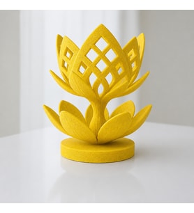 Northcity 3D Baskı Lotus Çiçeği Mumluk - Dekoratif Tealight Mumluk-Sarı