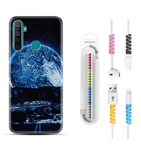 Realme 5i 5 Pro 6i 7 Pro 8 Kılıf Kablo Koruma Spiral Silikon Mavi Gece 1605
