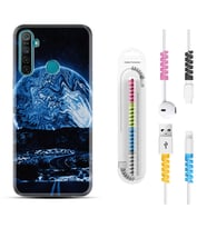 Realme 5i 5 Pro 6i 7 Pro 8 Kılıf Kablo Koruma Spiral Silikon Mavi Gece 1605